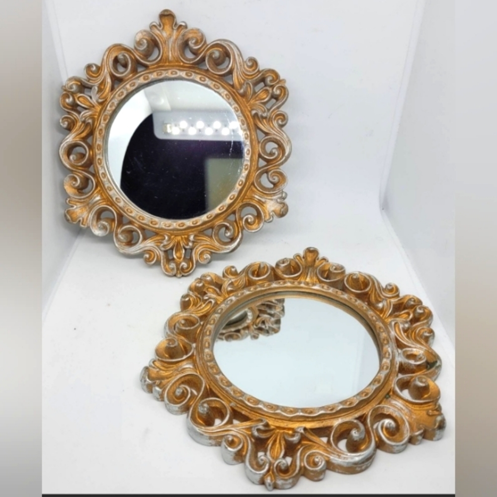 Ornate mirrors, wall mirrors, mirror, Rocco style mirrors, gold round mirror set